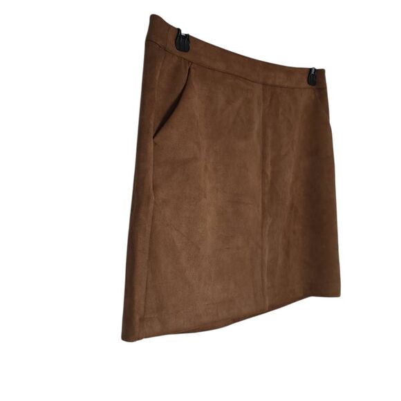 Vero Moda Women's Size Large Cognac Brown Preslie Faux Suede Mini Skirt - Picture 4 of 11